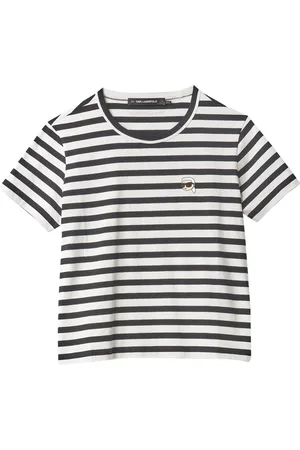 Karl Lagerfeld Top, Dame, Flerfarvet, S, Bomuld, Ikon Stribet Boxy T-shirt