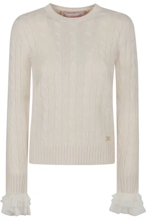 VALENTINO GARAVANI Strik, Dame, , M, Cashmere, Solid Ivory Strik Top