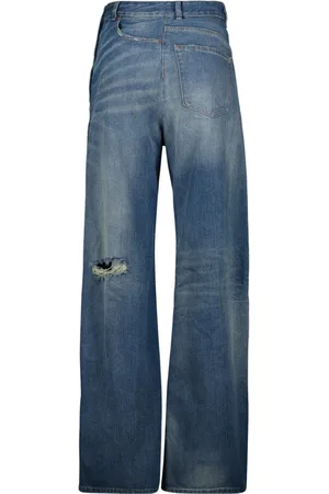 Maison Margiela Jeans, Dame, Blå, W28, Denim, Wide Leg Denim Jeans Twist