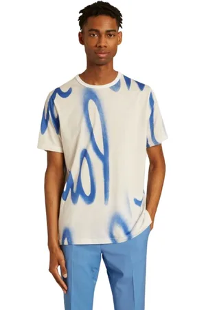 Paul Smith Top, Herre, Hvid, M, Bomuld, Hvid Pray Print Bomulds T-shirt