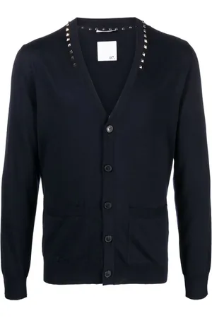 VALENTINO GARAVANI Strik, Herre, Blå, L, Rockstud Untitled Cardigan