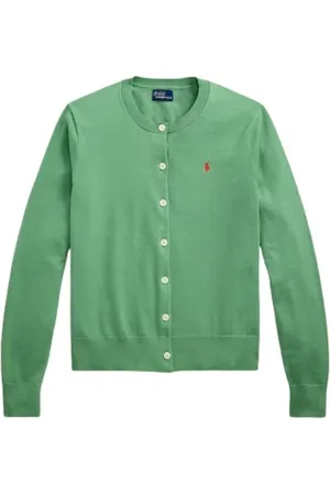 Ralph Lauren Strik, Dame, Grøn, XL, Bomuld, Ikonisk Pima Bomuld Blend Cardigan