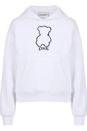Iceberg Sweathshirts & Hoodies, Dame, Hvid, S, Bomuld, Cropped Fit Hættetrøje