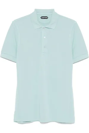 Tom Ford Top, Herre, Blå, 2XL, Bomuld, Blå polo shirt med logo broderi