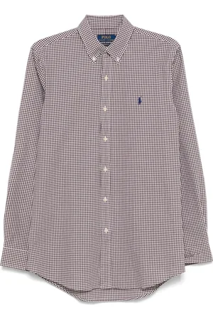 Ralph Lauren Skjorte, Herre, Brun, 2XL, Bomuld, Micro-Pattern Poplin Skjorte