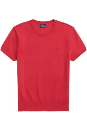 Ralph Lauren Top, Dame, Rød, M, Bomuld, Kortærmet bomuldsblandingstrøje