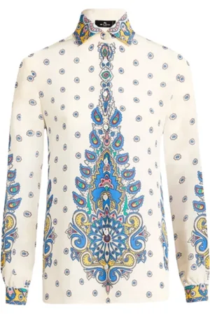 Etro Bluser & Skjorter, Dame, Flerfarvet, L, Ivory Paisley Print Silk Shirt