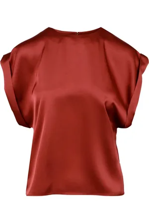 Serafini Bluser & Skjorter, Dame, Brun, S, Satin, Satin Brun Skjorte Vingesleeves