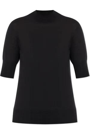 Jil Sander Strik, Dame, Sort, XS, Uld, Top med stand-up krave