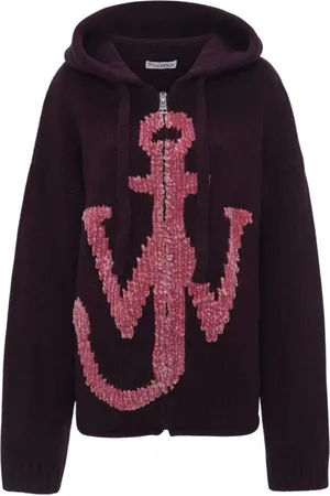 J.W.Anderson Sweathshirts & Hoodies, Dame, Lilla, M, Uld, Anchor Zip-Up Hoodie