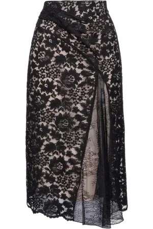 Pinko Nederdel, Dame, Sort, M, Uld, Stilfuld Midi Nederdel
