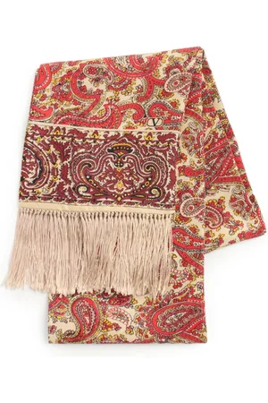 VALENTINO GARAVANI Tilbehør, Herre, Rød, ONE SIZE, Silke Paisley Print Tørklæde med Frynser