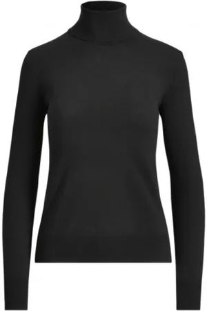 Ralph Lauren Strik, Dame, Sort, L, Cashmere, Slim Fit Cashmere Turtleneck