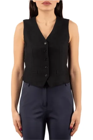Max Mara Jakke, Dame, Sort, 2XL, Uld, Stilfuld Vest til ture