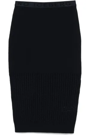 Iceberg Nederdel, Dame, Blå, S, Blå Pencil Skirt med Logo Linning