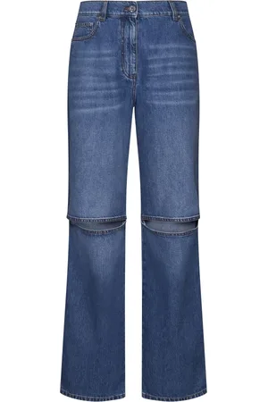 J.W.Anderson Jeans, Dame, Blå, 3XS, Bomuld, Cut-Out Knee Bootcut Jeans