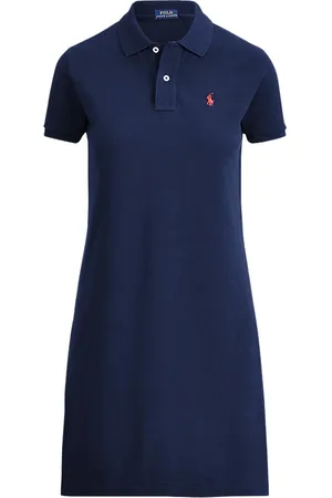 Ralph Lauren Kjole, Dame, Blå, S, Bomuld, Blå Kjole i Polo-stil med Pony-logo