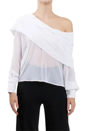Pinko Bluser & Skjorter, Dame, Hvid, S, Polyester, Walker Semi-Sheer Bluse