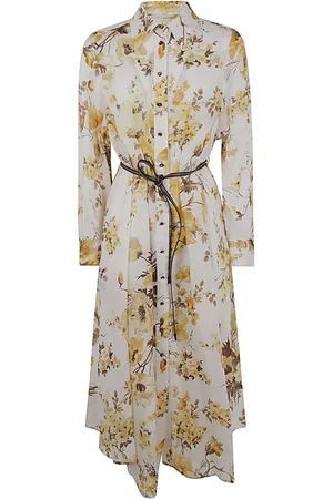 ZIMMERMANN Kjole, Dame, Flerfarvet, L, Floral Tuck Skjortekjole