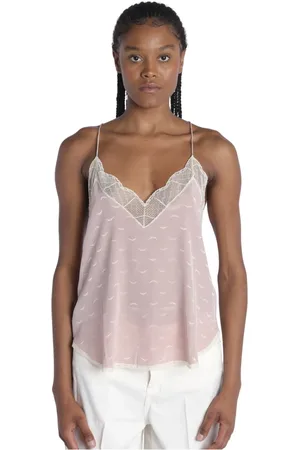 Zadig & Voltaire Top, Dame, Lyserød, S, Silketop med vinger