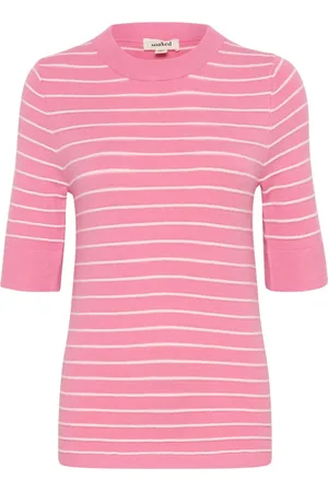 Soaked in Luxury Strik, Dame, Lyserød, S, Uld, Stribet Pullover Rose Bloom Hvid Stribe