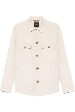 HUGO BOSS Jakke, Herre, Hvid, M, Bomuld, Hvid Overshirt
