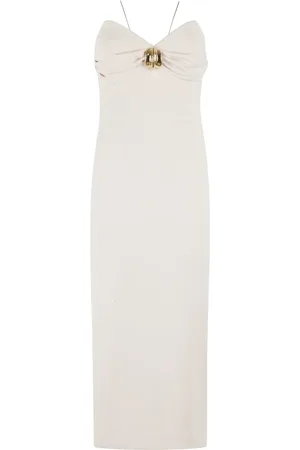 Elisabetta Franchi Kjole, Dame, , XS, Polyester, Midi kjole med hjerteudskæring og smykke detalje