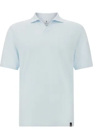 Boggi Milano Top, Herre, Blå, 2XL, Linned, Stretch Linned Jersey Poloshirt