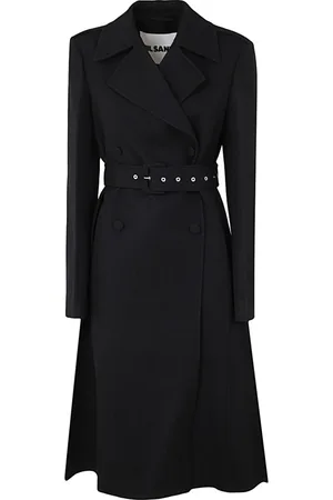 Jil Sander Frakke, Dame, Sort, XS, Nylon, Double-Breasted Sleeve Coat