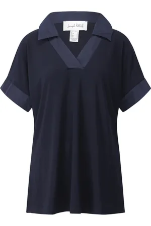Joseph Ribkoff Top, Dame, Blå, 3XL, Stretch Polo Shirt med V-udskæring