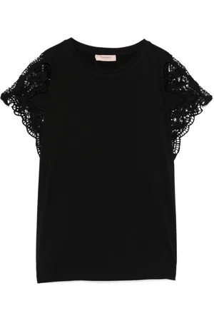 Twin-Set Top, Dame, Sort, S, Uld, Stilfulde T-shirts til enhver lejlighed