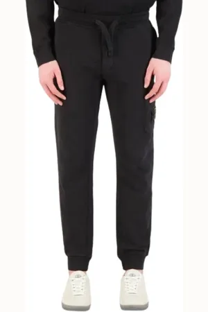 Stone Island Bukser, Herre, Sort, XL, Fleece Sweatpants med ikonisk badge