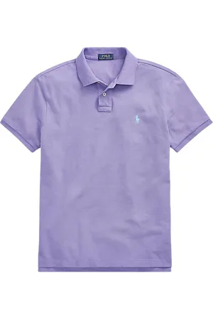 Ralph Lauren Top, Herre, Lilla, 2XL, Hamp, Lilla poloshirt med knaplukning