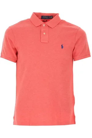 Ralph Lauren Top, Herre, Rød, S, Bomuld, Slim Fit Piqué Bomuldspoloshirt