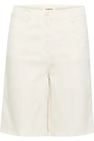 Soaked in Luxury Shorts, Dame, Hvid, XS, Bomuld, Flared Leg Cotton Shorts Broken