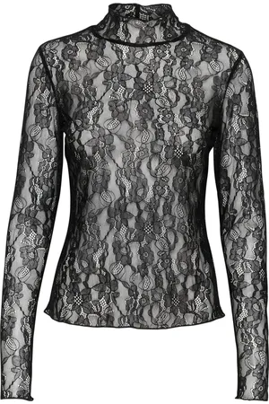 Part Two Top, Dame, Sort, XL, Sort blondebluse med lange ærmer
