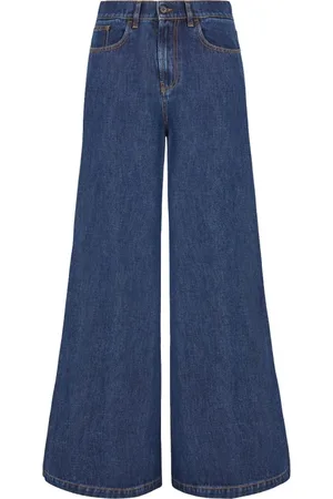 P.A.R.O.S.H. Jeans, Dame, Blå, M, Højtaljede brede ben jeans