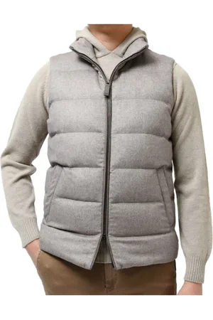 HERNO Jakke, Herre, Grå, 5XL, Cashmere, Luksus Silke Kashmir Ned Vest