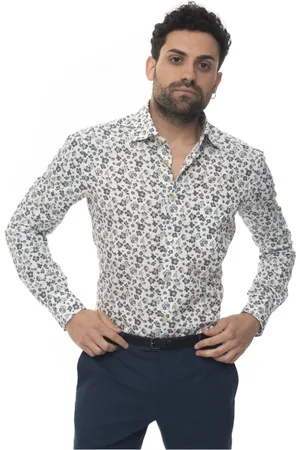 Kiton Skjorte, Herre, Grå, M, Bomuld, Flower Fantasy Langærmet Skjorte