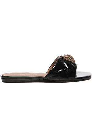 Kurt Geiger Sko, Dame, Sort, 38 EU, Uld, Sort Patentlæder Sandaler med Guldørn