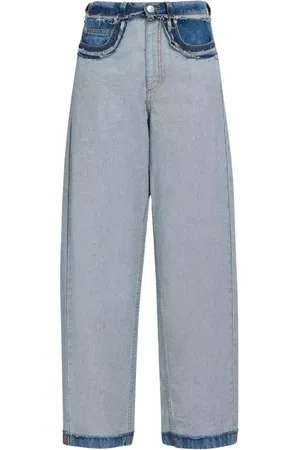Marni Jeans, Dame, Blå, 2XS, Bomuld, Lavtaljet Blå Bomuld Bredbenede Jeans