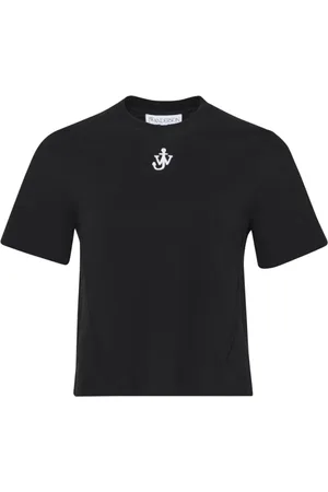 J.W.Anderson Top, Dame, Sort, M, Bomuld, Anchor Logo Cropped Panelled T-Shirt