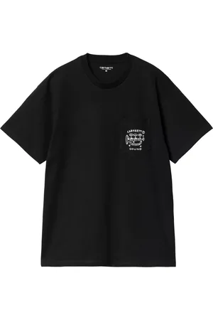 Carhartt Top, Herre, Sort, L, Bomuld, Sort T-shirt i Bomuld med Grafikbroderi