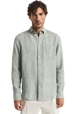 GANT Skjorte, Herre, Grøn, 2XL, Ele Grøn Hørskjorte