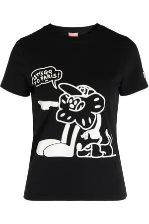 Kenzo Top, Dame, Sort, XS, Bomuld, Condemt Print Bomulds T-shirt
