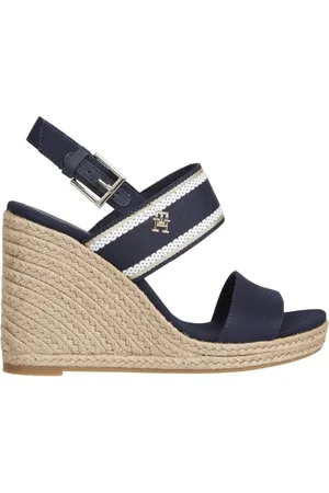 Tommy Hilfiger Sko, Dame, Blå, 41 EU, Bomuld, Blå Wedge Sandal