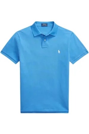 Ralph Lauren Top, Herre, Blå, M, Bomuld, Custom Slim Fit Kortærmet Polo