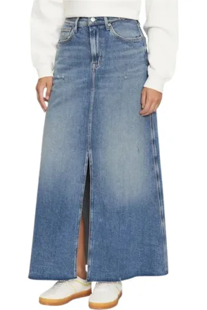 Tommy Hilfiger Nederdel, Dame, Blå, S, Denim, Denimnederdel med lynlåslukning