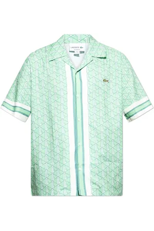 Lacoste Skjorte, Herre, Grøn, M, Bomuld, Monogram skjorte