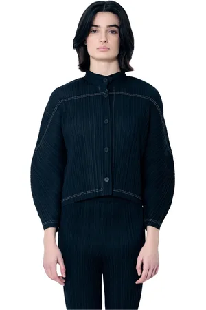 Issey Miyake Bluser & Skjorter, Dame, Sort, 2XL, Polyester, Plisseret Topstitched Skjorte